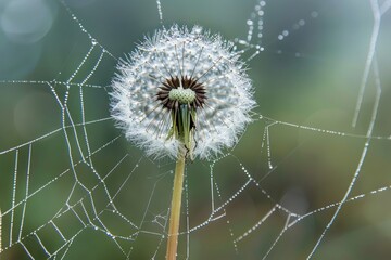 A Dandelion Seed Head in Captivating Stillness, The Delicate Poise of a Dandelion Seed Head, Fleeting Splendor