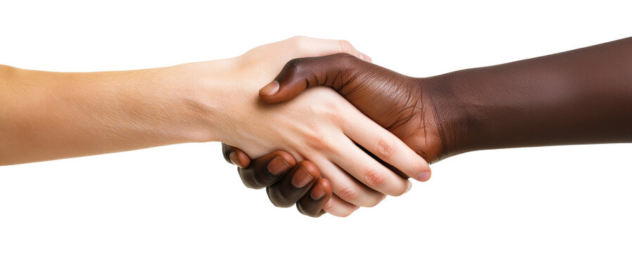 Multiracial handshake showing unity and partnership isolated on transparent background png