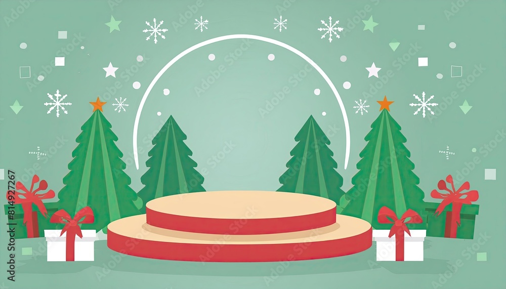Poster display product podium and element merry christmas to display product or podium empty to display pro