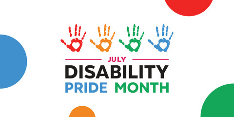 Disability Pride Month. Great for cards, banners, posters, social media and more. White background.  