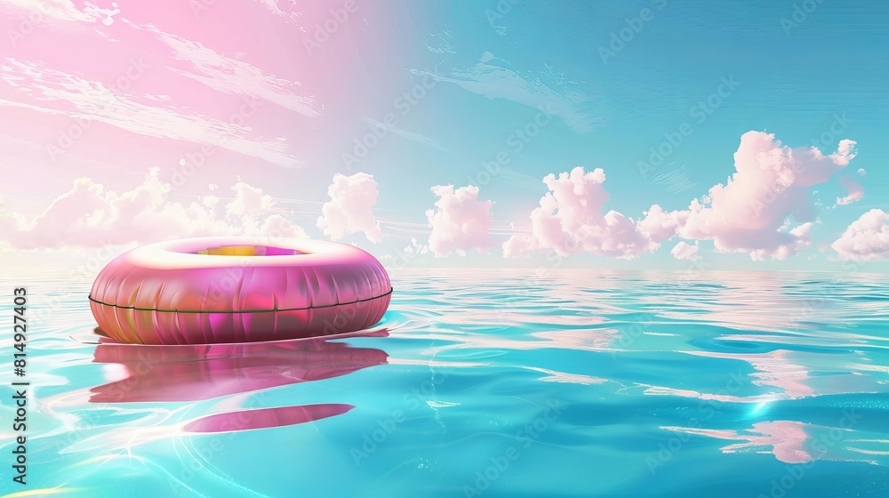Poster a holographic inflatable ring pool float adds a summery vibe to this 3d-rendered pool scene backgrou