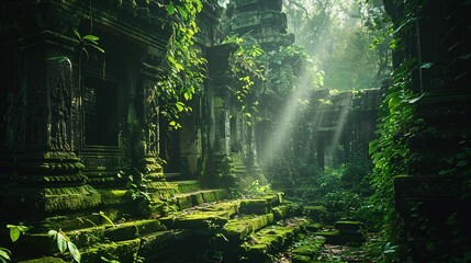 Ancient ruins in a tropical jungle © aimanasrn