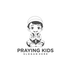 Praying kids logo vector illustration