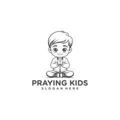 Praying kids logo vector illustration