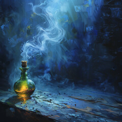 Smoke from a magic bottle