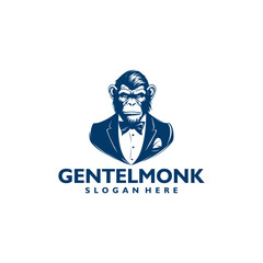 Gentle monkey with suit logo vector illustration