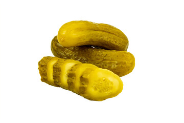 Pickled cucumbers isolated on white