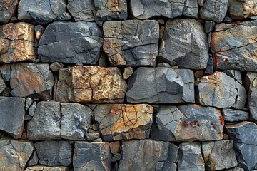 Digital image of stone wall with broken stones texture, high quality, high resolution