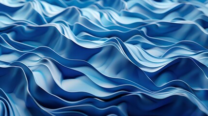 Obraz premium A three-dimensional render presents a mesmerizing blue wavy pattern, adding depth and movement to the abstract composition.