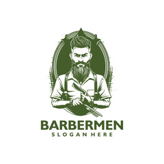 Barber men logo vector illustration