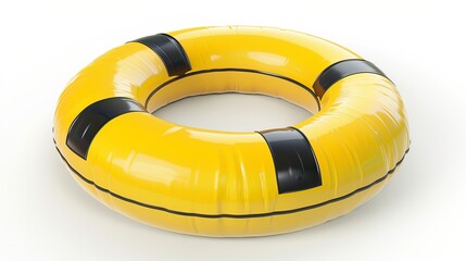 A yellow swim ring is rendered in 3D and isolated on a white background, complete with a clipping path.