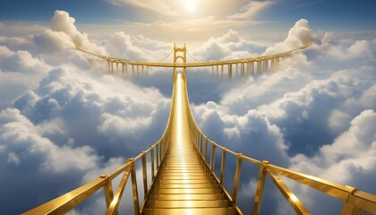 A golden bridge stretching across the clouds to th upscaled_2