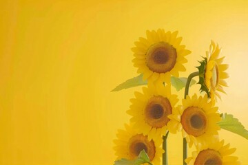 sunflower on light background, Summer banner. Greeting card With  free place for text 