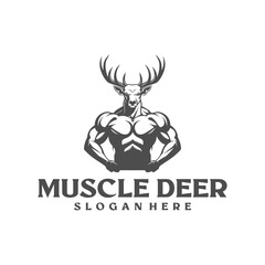 Strong muscle deer logo vector illlustration