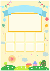 保育園、幼稚園、小学校_写真テンプレート素材　山のイラスト