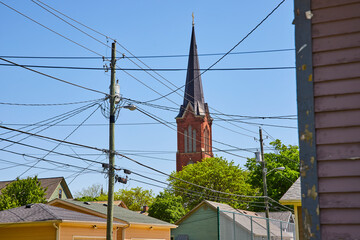 Historical Church and Modern Urban Landscape, Fort Wayne
