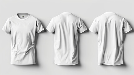 Three White T-Shirt Mockups on Grey Background