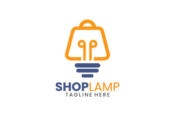 Lamp shop Modern Flat Unique logo template and Minimalist shop bulb logo template design