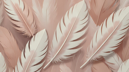 feathers on a pink background