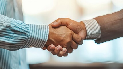 Businessmen shaking hands in a successful business deal against , signifying partnership, agreement, and professional collaboration, ideal for corporate and business concepts. Generative ai