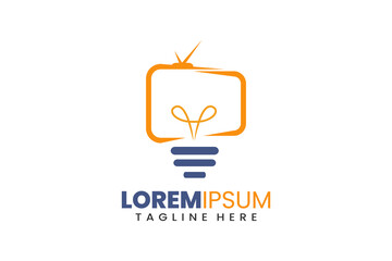 Fototapeta premium Lamp television Modern Flat Unique logo template and Minimalist television bulb logo template design