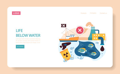 Life below water web or landing. Advocating for marine conservation