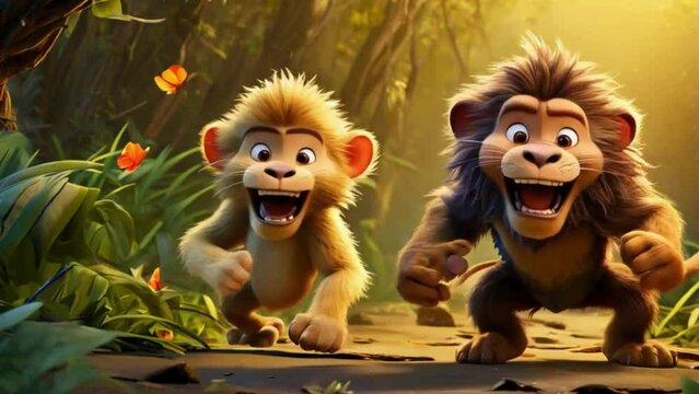 Loin and monkey