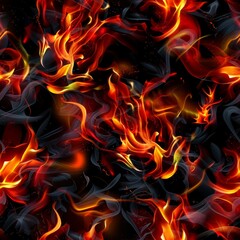 Fire and flames seamless pattern background