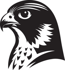 Peregrine Falcon bird head face silhouette vector illustration.