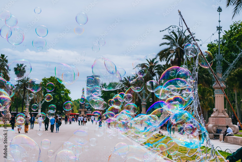 Wall mural soap bubbles in the air