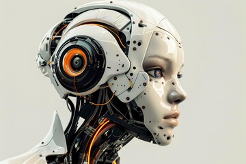 Fototapeta premium Futuristic female robot profile view