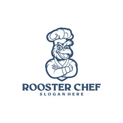 Rooster chef logo vector illustration