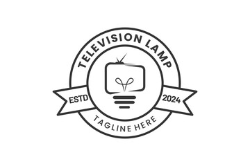 Lamp television Modern Flat Unique logo template and Minimalist television bulb logo template design