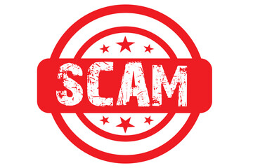 Obraz premium Scam Red Stamp Fraud Warning Danger Risk Illustration