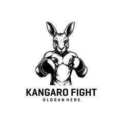 Kangaroo fighter logo vector illustration