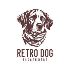 Retro dog, pet and animal logo vector illustration
