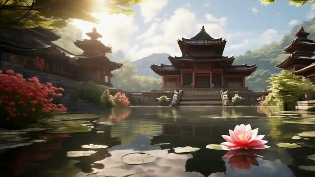 chinese pavilion in the park