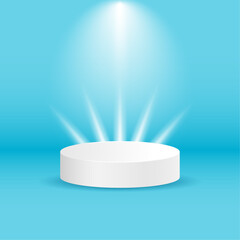 stage for products on blue background