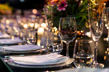 Dining table, a stem gala event being held for fund raising, 
