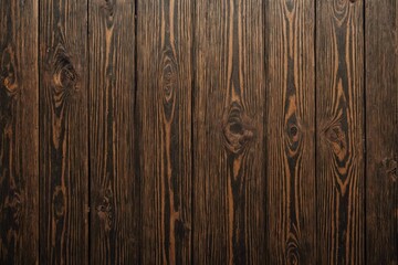 Obraz premium Old brown wood background made of dark natural wood in grunge style. The view from the top. Natural raw planed texture of coniferous pine. The surface of the table to shoot flat lay. Copy space