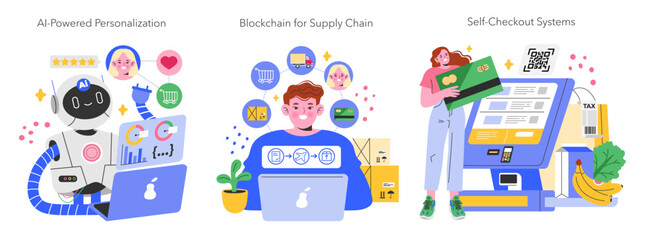 Retail Tech. Flat Vector Illustration