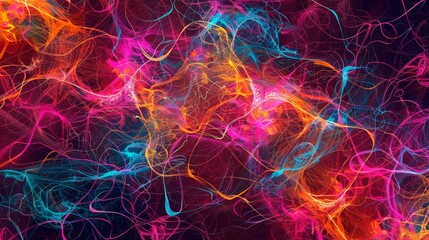 Intersecting neon shapes chaos theory backdrop