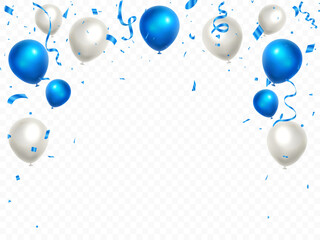 Celebration background template. Realistic balloons and ribbons banner design. Sale Vector illustration