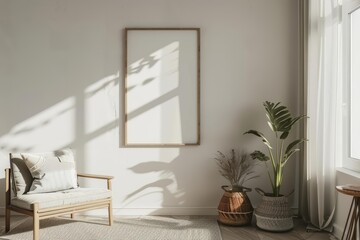 A mockup frame in a ScandiBoho styled room captures the essence of modern design