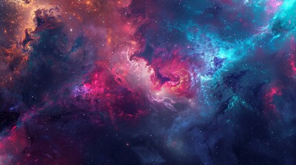 Fototapeta premium Swirling galaxies and cosmic dust clouds merge in a celestial dance backdrop