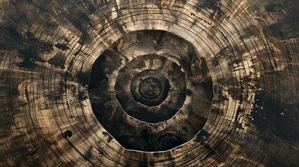 Concentric rings in sepia and charcoal time's passage backdrop