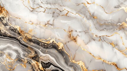Obraz premium Gold silver veins on deep onyx marble backdrop