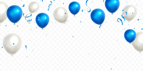 Celebration party banner with Blue balloons background. birthday, sale and promotion, party design element