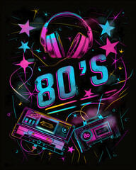 80's theme background in neon colors design