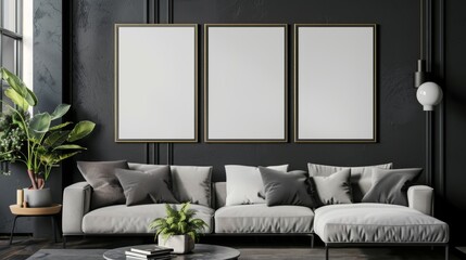 Modern Living Room with Luxury Sofa and Frame Mockup